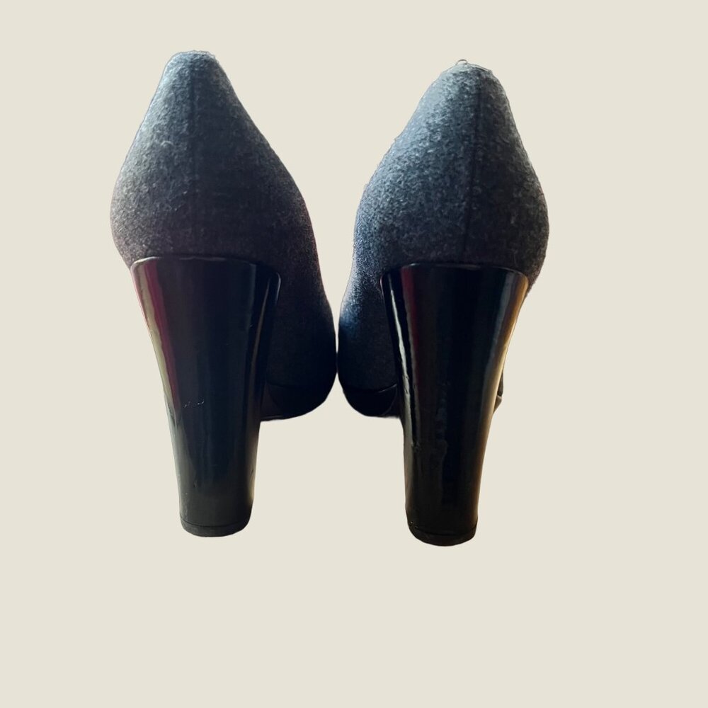 Stuart Weitzman Size 7m Gray Wool Platform Block … - image 4